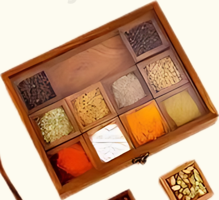 Wooden Spice Box Set with Spoon #2