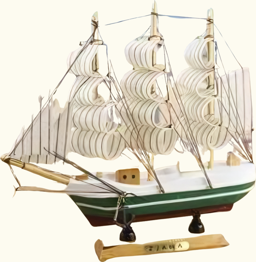 Wooden Sailing Ship Showpiece (20cm)